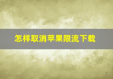 怎样取消苹果限流下载