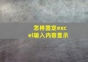 怎样固定excel输入内容显示