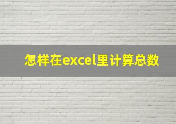 怎样在excel里计算总数