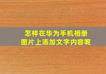 怎样在华为手机相册图片上添加文字内容呢