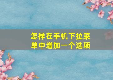 怎样在手机下拉菜单中增加一个选项