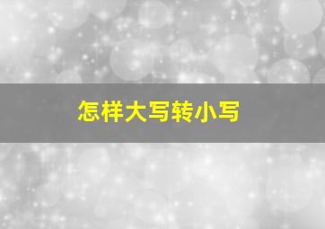 怎样大写转小写