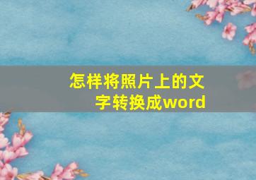 怎样将照片上的文字转换成word