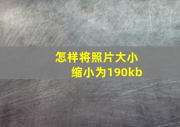 怎样将照片大小缩小为190kb