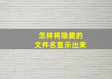 怎样将隐藏的文件名显示出来