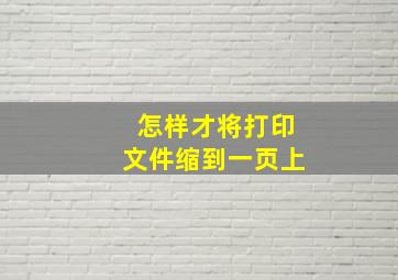 怎样才将打印文件缩到一页上