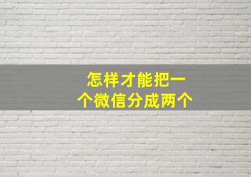 怎样才能把一个微信分成两个