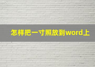 怎样把一寸照放到word上