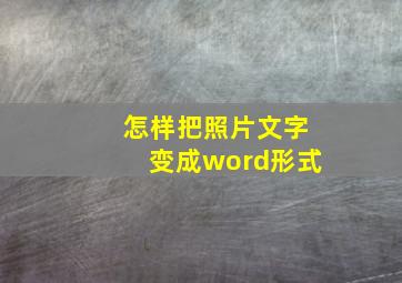 怎样把照片文字变成word形式