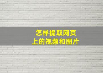 怎样提取网页上的视频和图片