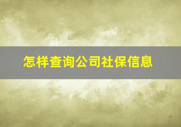 怎样查询公司社保信息