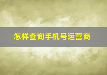 怎样查询手机号运营商