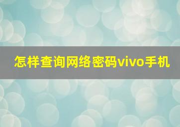 怎样查询网络密码vivo手机