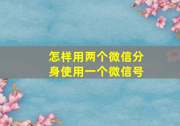 怎样用两个微信分身使用一个微信号