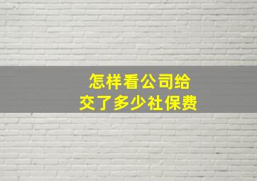 怎样看公司给交了多少社保费