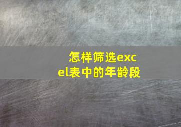 怎样筛选excel表中的年龄段