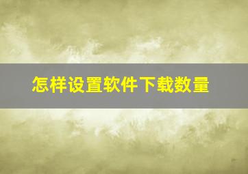 怎样设置软件下载数量