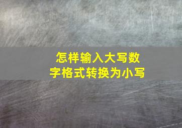 怎样输入大写数字格式转换为小写