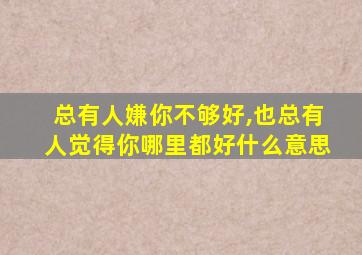 总有人嫌你不够好,也总有人觉得你哪里都好什么意思