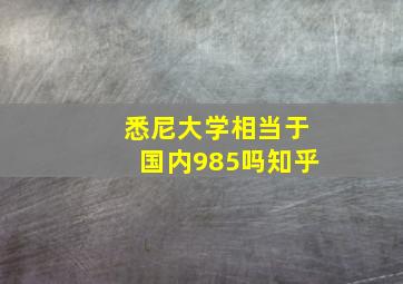 悉尼大学相当于国内985吗知乎