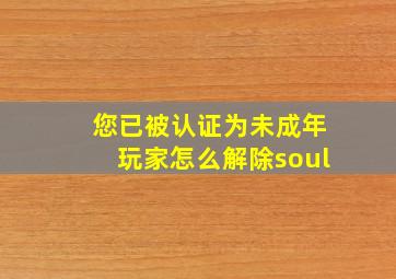 您已被认证为未成年玩家怎么解除soul