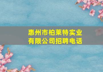 惠州市柏莱特实业有限公司招聘电话