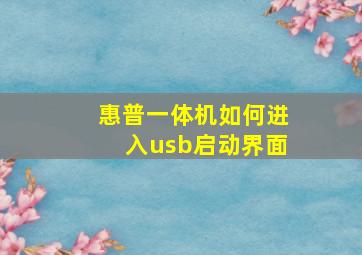 惠普一体机如何进入usb启动界面