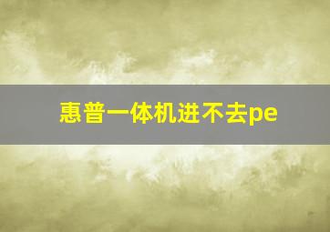 惠普一体机进不去pe