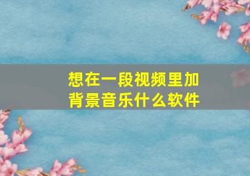 想在一段视频里加背景音乐什么软件