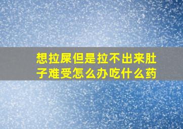 想拉屎但是拉不出来肚子难受怎么办吃什么药