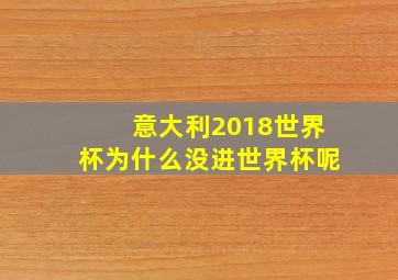 意大利2018世界杯为什么没进世界杯呢