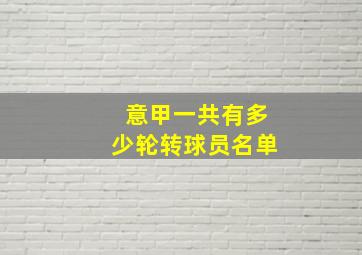 意甲一共有多少轮转球员名单