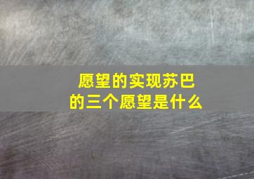 愿望的实现苏巴的三个愿望是什么