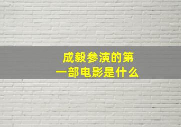 成毅参演的第一部电影是什么