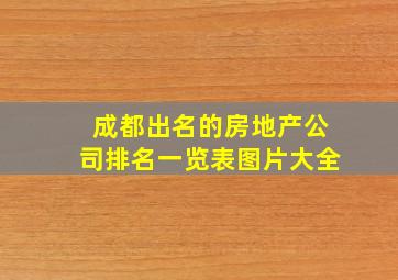 成都出名的房地产公司排名一览表图片大全