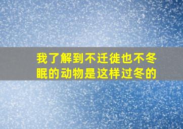 我了解到不迁徙也不冬眠的动物是这样过冬的