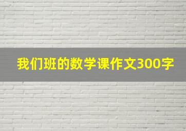 我们班的数学课作文300字