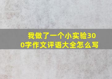 我做了一个小实验300字作文评语大全怎么写