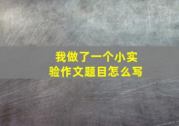 我做了一个小实验作文题目怎么写