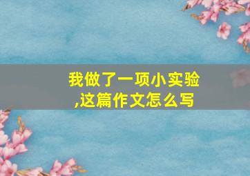 我做了一项小实验,这篇作文怎么写