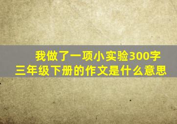 我做了一项小实验300字三年级下册的作文是什么意思