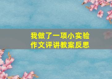 我做了一项小实验作文评讲教案反思