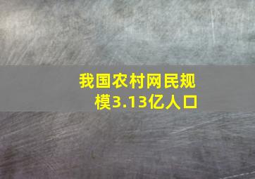 我国农村网民规模3.13亿人口