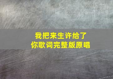 我把来生许给了你歌词完整版原唱