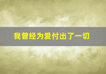 我曾经为爱付出了一切