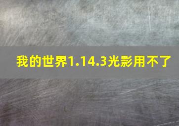 我的世界1.14.3光影用不了