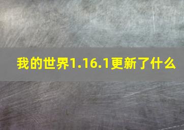 我的世界1.16.1更新了什么