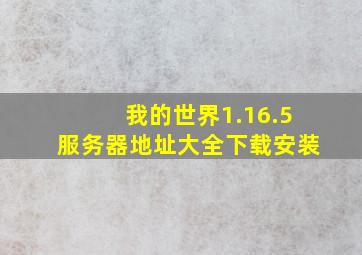 我的世界1.16.5服务器地址大全下载安装