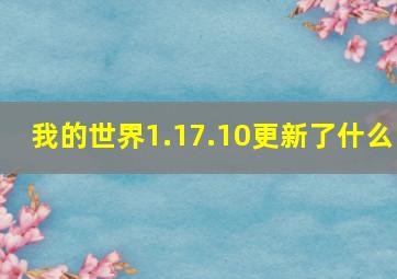 我的世界1.17.10更新了什么