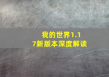 我的世界1.17新版本深度解读